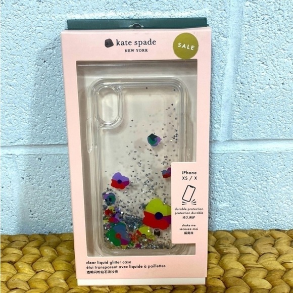 Kate Spade New York collage liquid glitter I Phone XS / X case​​​​​​​​​​​​ - Picture 2 of 6